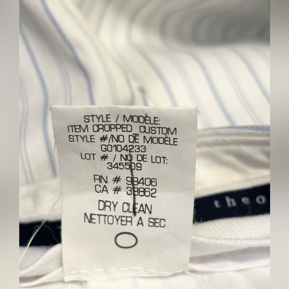 Theory Pinstripe Straight Leg Ankle Pants Blue White Striped Stretch Size 2 - Picture 8 of 8